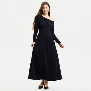 A New Day - Women's Long Sleeve Midi A-Line Dress - A New Day  Black